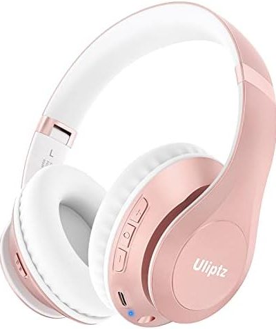 Uliptz Wireless Bluetooth Headphones, 65H Playtime, 6EQ Sound Modes, HiFi Stereo Over Ear Headphones with Microphone, Foldable Bluetooth 5.3 Headphones for Travel/Office/Cellphone/PC (Rose Gold)