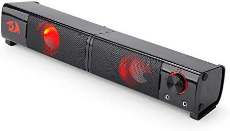 Redragon GS550 Orpheus PC Gaming Speakers, 2.0 Channel Stereo Desktop Computer Sound Bar with Compact Maneuverable Size, Headphone Jack, Quality Bass and Decent Red Backlit, USB Powered w/ 3.5mm Cable - Image 3