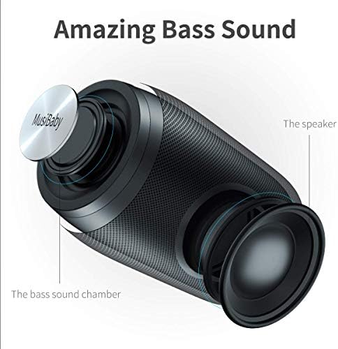 Bluetooth Speakers,MusiBaby Speaker,Outdoor,Wireless,Waterproof, Portable Speaker,Dual Pairing, Bluetooth 5.0,Loud Stereo,Booming Bass,1500 Mins Playtime for Home,Party,Gifts(Black) - Image 4