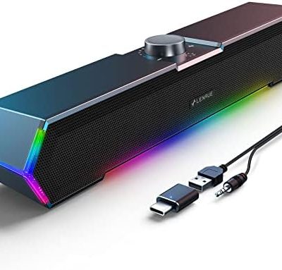 LENRUE G11 Computer Speakers for Desktop, Touch Lights PC Speakers with Surge Clear Sound, USB C/USB Powered for Computer Desktop PC Laptop Monitor