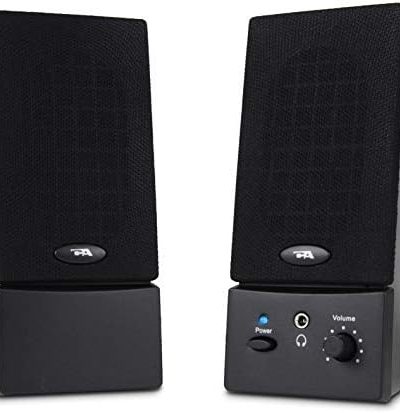 Cyber Acoustics USB Powered 2.0 Desktop Speaker System with 3.5mm Audio for Laptops and Desktop Computers (CA-2016), Black