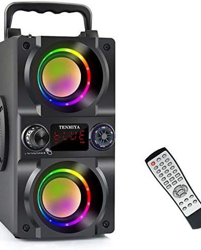 Bluetooth Speaker, 40W (60W Peak) Portable Wireless Speaker with Colorful Lights, Double Subwoofer Heavy Bass, FM Radio, MP3 Player, Bluetooth 5.0, Loud Stereo Speaker for Home Outdoor Party Camping