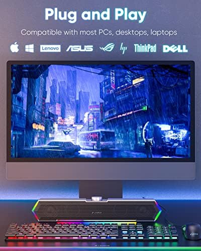 LENRUE G11 Computer Speakers for Desktop, Touch Lights PC Speakers with Surge Clear Sound, USB C/USB Powered for Computer Desktop PC Laptop Monitor - Image 5