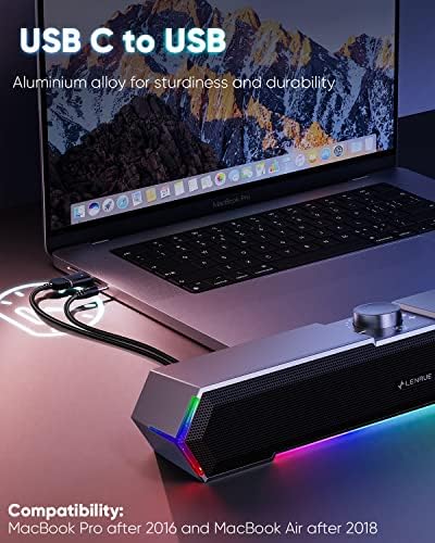 LENRUE G11 Computer Speakers for Desktop, Touch Lights PC Speakers with Surge Clear Sound, USB C/USB Powered for Computer Desktop PC Laptop Monitor - Image 6