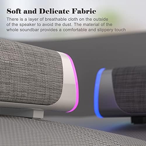 SOULION R30 Computer Speakers, USB Powered Small PC Speakers, Colorful RGB Lights with Switch Button, Surround Sound Portable Computer Sound Bar Speaker for Desktop Laptop - Image 6