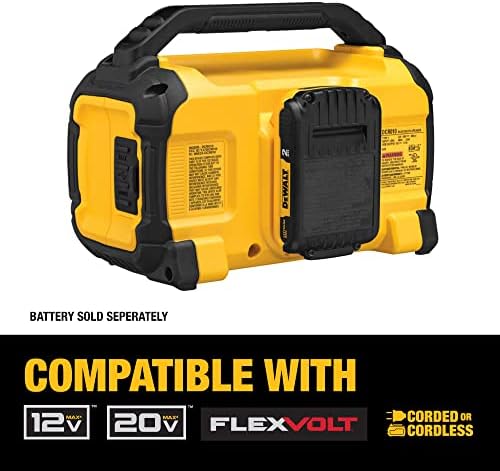 DEWALT 20V MAX Bluetooth Speaker, 100 ft Range, Durable for Jobsites, Phone Holder Included, Lasts 8-10 Hours with Single Charge (DCR010), Yellow/Black - Image 5
