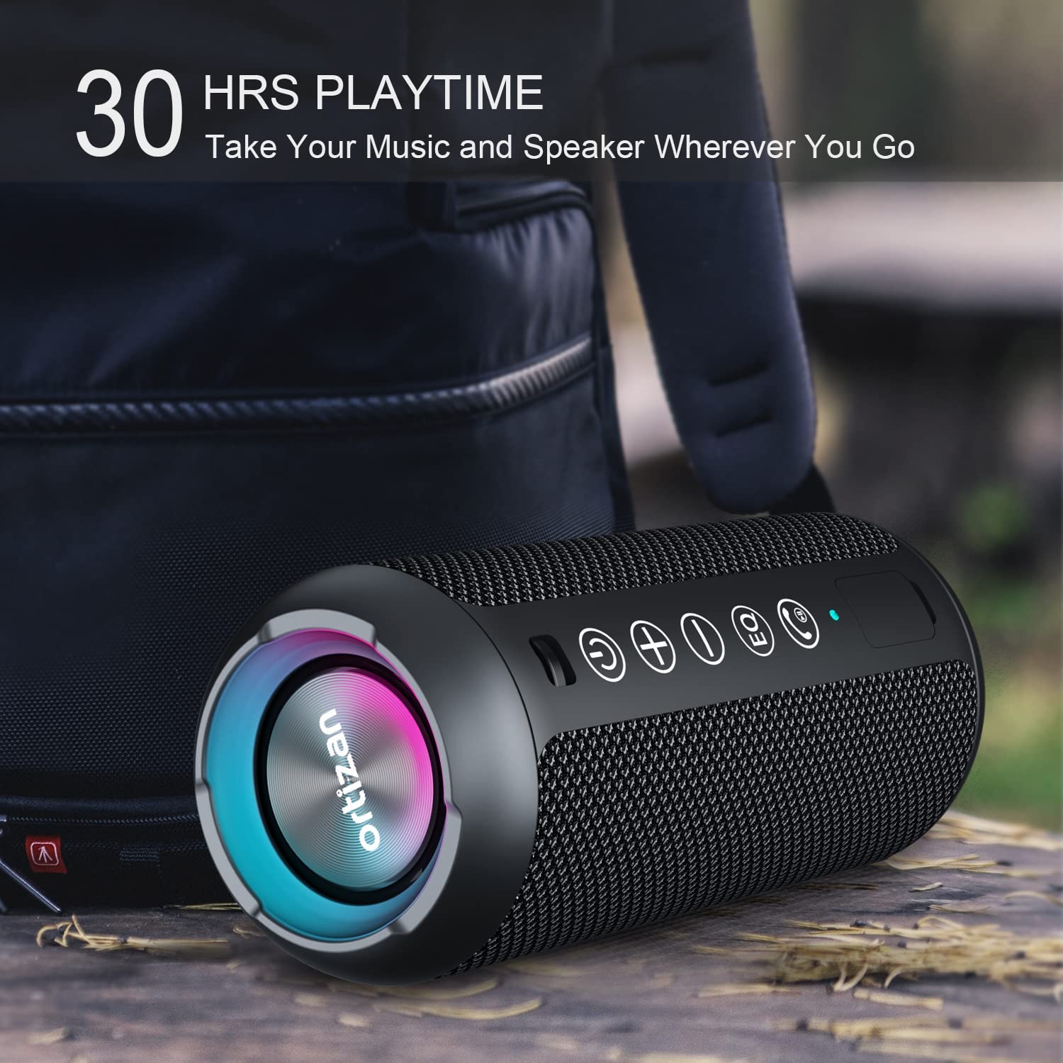 Ortizan Portable Bluetooth Speakers, IPX7 Waterproof Wireless Speaker with 24W Loud Stereo Sound, Outdoor Speaker with Bluetooth 5.3, Deep Bass, RGB Lights, Dual Pairing, 30H Playtime for Home, Party - Image 5