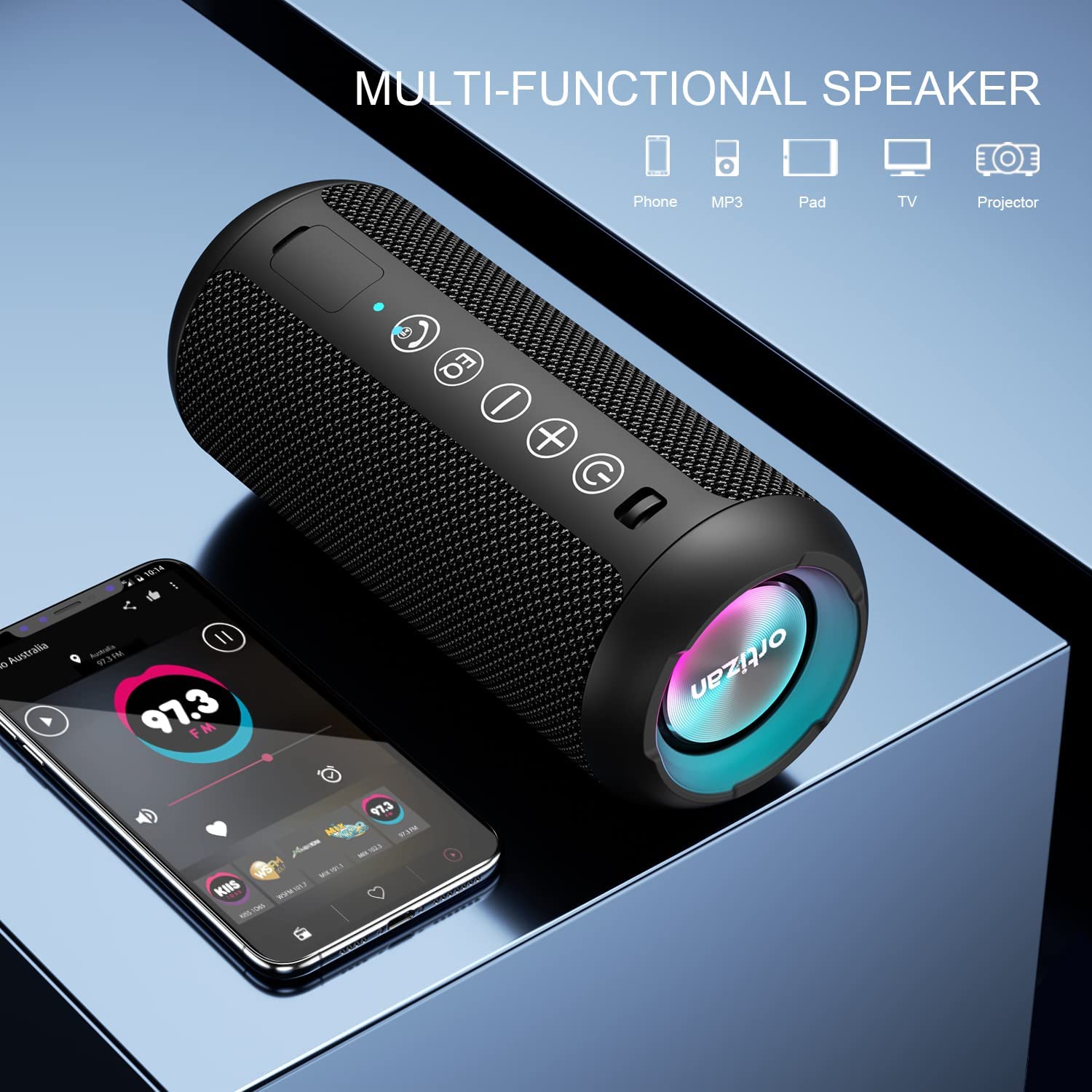 Ortizan Portable Bluetooth Speakers, IPX7 Waterproof Wireless Speaker with 24W Loud Stereo Sound, Outdoor Speaker with Bluetooth 5.3, Deep Bass, RGB Lights, Dual Pairing, 30H Playtime for Home, Party - Image 4